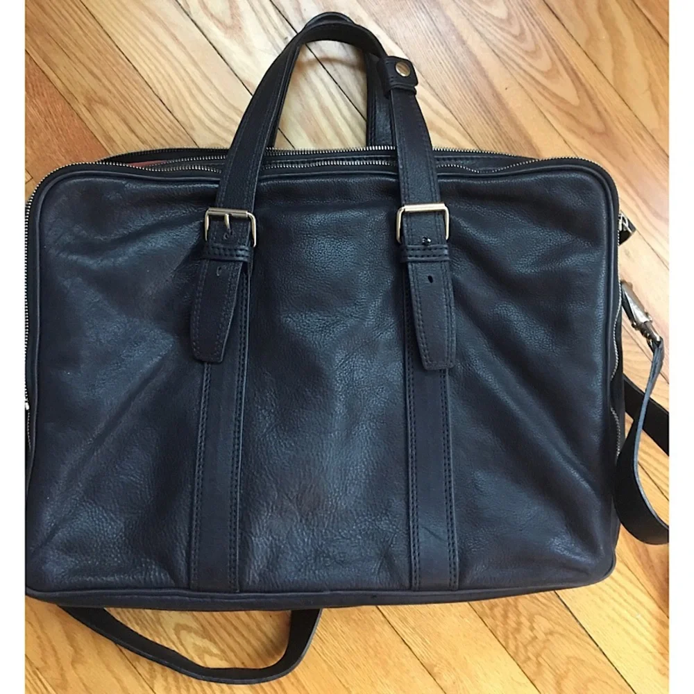 Cole Haan Black Leather Briefcase Shoulder Bag